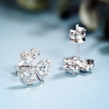 Load image into Gallery viewer, 3 Leaf Clover Cubic Zircon Stud Earrings