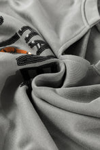 Load image into Gallery viewer, Medium Grey Sequin Happy Halloween Graphic Notched Neck Long Sleeve Loose Top