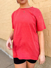 Load image into Gallery viewer, Better Than Your Basic Tee | Cranberry Red Mineral Wash Short Sleeve Boyfriend Tee