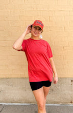 Load image into Gallery viewer, Better Than Your Basic Tee | Cranberry Red Mineral Wash Short Sleeve Boyfriend Tee