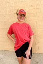 Load image into Gallery viewer, Better Than Your Basic Tee | Cranberry Red Mineral Wash Short Sleeve Boyfriend Tee