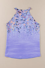 Load image into Gallery viewer, Green Floral Print Halter Neck Tank Top