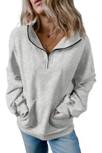 Load image into Gallery viewer, Quarter Zip Pocket Sweatshirt