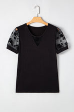 Load image into Gallery viewer, Black Floral Lace Tee