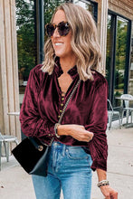 Load image into Gallery viewer, Velvet Collared Button Top