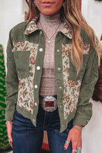 Load image into Gallery viewer, Patchwork floral jacet in green courdoroy.