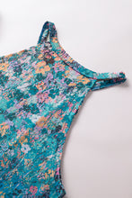 Load image into Gallery viewer, Green Floral Print Halter Neck Tank Top
