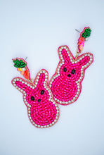 Load image into Gallery viewer, Easter Bunny Seed Bead Earrings in Fuchsia
