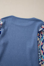 Load image into Gallery viewer, Waffle Floral Sleeve Top
