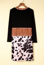 Load image into Gallery viewer, Black Western Pattern Cow Patchwork Open Front Cardigan