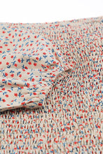 Load image into Gallery viewer, Green Square Neck Puff Sleeve Floral Smocked Top