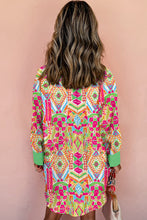 Load image into Gallery viewer, Orange Western Geometric Print Cuffed Shift Shirt Dress
