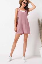 Load image into Gallery viewer, Red Adjustable Straps Pocketed Textured Romper