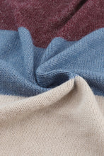 Load image into Gallery viewer, Rose Red Colorblock Open Front Long Knit Cardigan