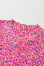 Load image into Gallery viewer, Dark Pink Colorful Spots Knitted V Neck Casual Sweater