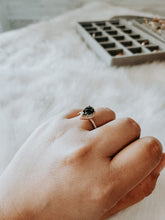 Load image into Gallery viewer, Celia Pear Cut Moss Agate Gold Ring