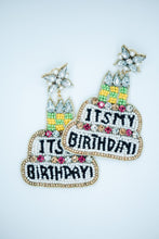 Load image into Gallery viewer, Happy Birthday Cake Seed Bead Earrings in White and Black