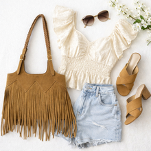 Load image into Gallery viewer, fringe shoulder bag with braided straps styled