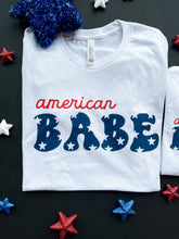 Load image into Gallery viewer, American Babe | Women's Starred White Short Sleeve Graphic Tee