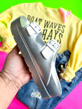Load image into Gallery viewer, Metallic Beach | Silver Metallic Platform Floatie Sandal By Corky's