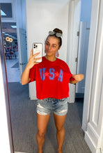 Load image into Gallery viewer, USA | Women's Red USA Graphic Tee