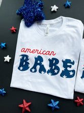 Load image into Gallery viewer, American Babe | Women's Starred White Short Sleeve Graphic Tee