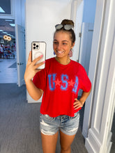Load image into Gallery viewer, USA | Women's Red USA Graphic Tee