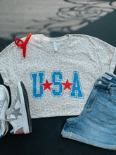 Load image into Gallery viewer, USA | Vintage Distressed Natural Cheetah Women's Graphic Tee | Mommy & Me