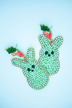 Load image into Gallery viewer, Easter Bunny Seed Bead Earrings in Mint Green