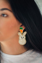 Load image into Gallery viewer, Easter Bunny Seed Bead Earrings in White
