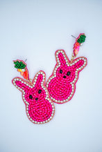 Load image into Gallery viewer, Easter Bunny Seed Bead Earrings in Fuchsia