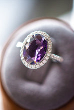 Load image into Gallery viewer, Leah Amethyst Oval Cut Sterling Silver Ring