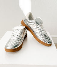 Load image into Gallery viewer, Milan Metallic Sneaker in Silver