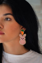 Load image into Gallery viewer, Easter Bunny Seed Bead Earrings in Light Pink