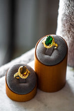 Load image into Gallery viewer, Sophia Emerald Oval Cut Gold Ring
