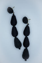 Load image into Gallery viewer, Triple Teardrop Sead Bead Earrings in Black