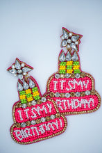Load image into Gallery viewer, Happy Birthday Cake Seed Bead Earrings in Pink