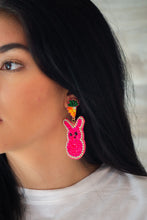 Load image into Gallery viewer, Easter Bunny Seed Bead Earrings in Fuchsia