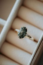 Load image into Gallery viewer, Dina Hexagon Moss Agate Gold Engagement Ring
