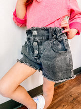 Load image into Gallery viewer, BAE | Distressed Vintage Wash Denim Paperbag Shorts
