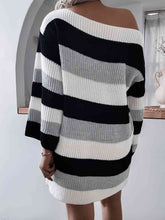 Load image into Gallery viewer, Striped Long Sleeve Mini Sweater Dress