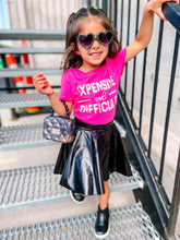 Load image into Gallery viewer, Harley | Metallic Leather Skirted Bummies | Black & Hot Pink