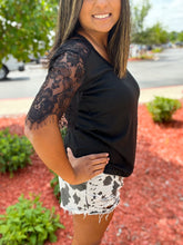 Load image into Gallery viewer, Country Roots | Women's Lace Sleeve Top { 5 colors }