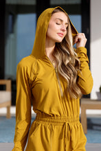 Load image into Gallery viewer, Getting Out Long Sleeve Hoodie Romper Gold Spice