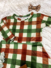 Load image into Gallery viewer, Peace on Earth | Girl's Long Sleeve Plaid Twirl Dress