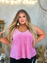 Load image into Gallery viewer, PREORDER Viva La Dolly Pink Sequin Adjustable Strap Tank