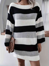 Load image into Gallery viewer, Striped Long Sleeve Mini Sweater Dress