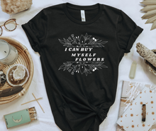 Load image into Gallery viewer, I Can Buy Myself Flowers | Boho Vintage Black Unisex Graphic Tee