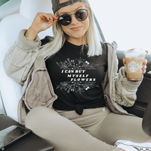 Load image into Gallery viewer, I Can Buy Myself Flowers | Boho Vintage Black Unisex Graphic Tee