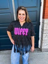 Load image into Gallery viewer, WIFEY | Neon Fuchsia Rocker Black Star Top {Various Options }